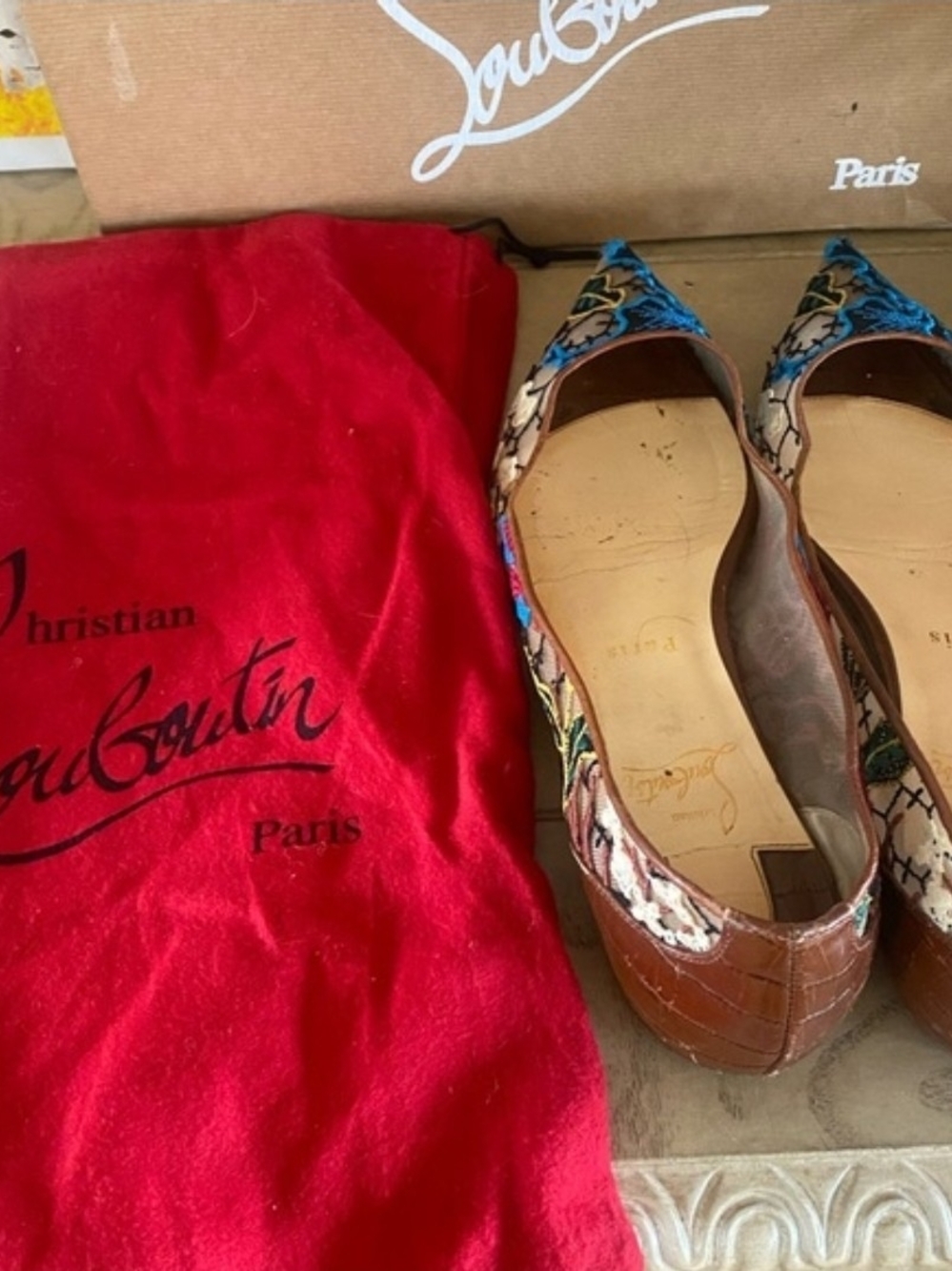 Christian Louboutin Multicolor Embroidered Floral Ballet Flats Size 40 - Picture 10 of 12